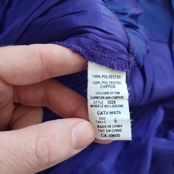 Jessica Purple Crinkle Midi Dress Shiny Short Sleeve Full Skirt Retro Size 6 - Picture 8 of 12